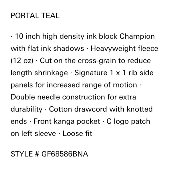 Champion Blue aqua Pullover Hoodie Sweatshirt NEW large unisex reverse weave - Picture 6 of 6